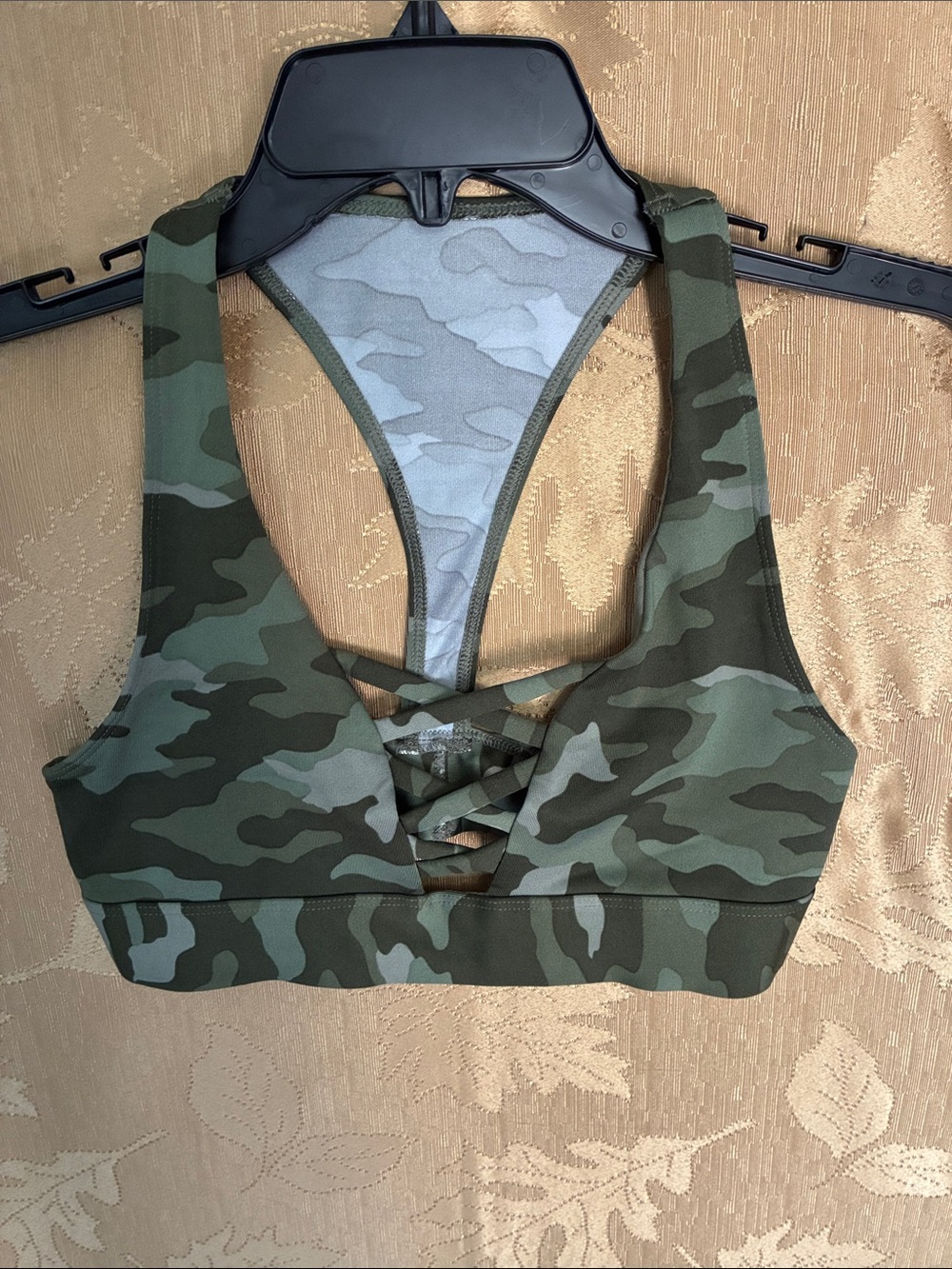 PINK Victoria's Secret Green Camo Cross-Back Sports Bra